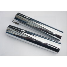 KRYTY PŘEDNÍHO TLUMIČE (PLÁŠTĚ) - PÁR - CHROM - (DÉLKA 232MM) - ČZ 175/487 + 125/488 + 250/471,485 + 350/472